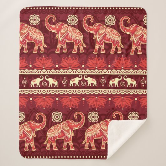 Couverture Sherpa Motif transparent avec éléphants (Devant)