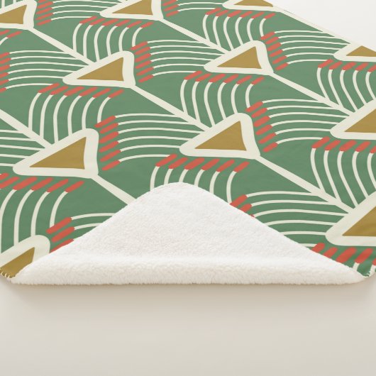 Couverture Sherpa motif transparent vert avec lignes et géométrie sh (3/4)