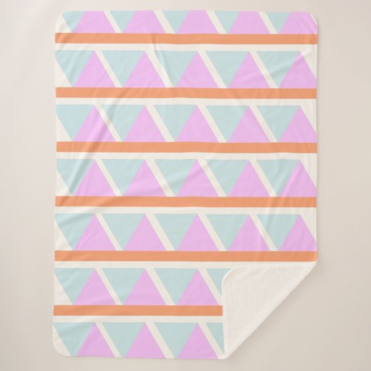 Couverture Sherpa Motif triangle géométrique en Pastel Aqua et rose (Devant)
