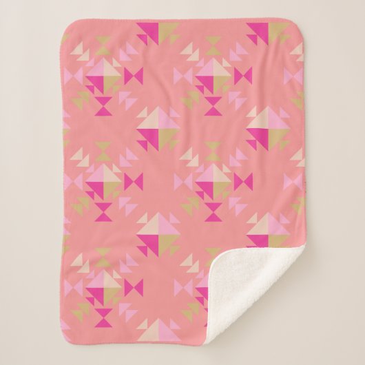 Couverture Sherpa Motif triangle géométrique moderne en Rose Dusty (Devant)