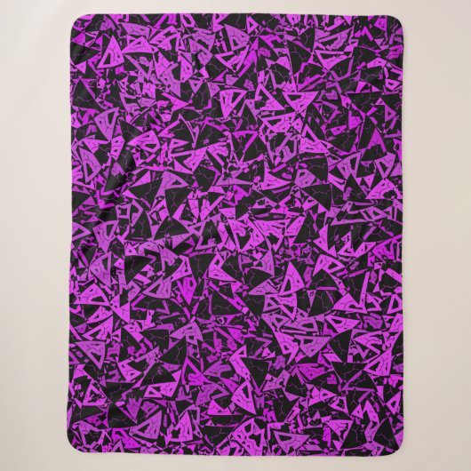 Couverture Sherpa Motif Triangle Noir Violet (Devant)