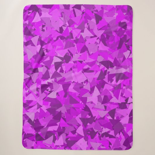 Couverture Sherpa Motif Triangle Rose Violet (Devant)
