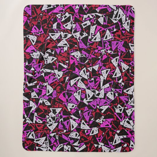 Couverture Sherpa Motif Triangle Rouge Violet (Devant)