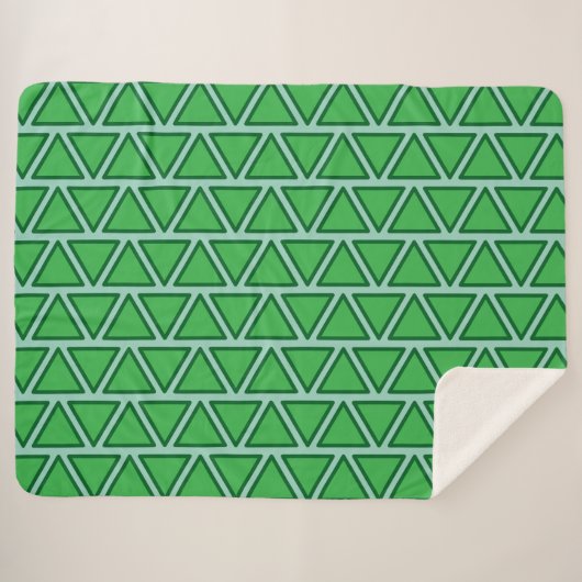 Couverture Sherpa Motif triangle vert trois tons Abstrait (Devant (Horizontal))