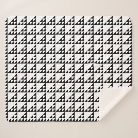 Couverture Sherpa Motif triangulaire blanc et noir (Devant (Horizontal))