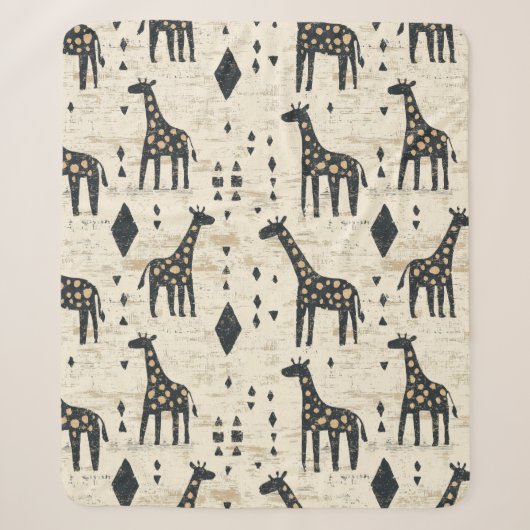 Couverture Sherpa Motif tribal girafe Boho (Devant)