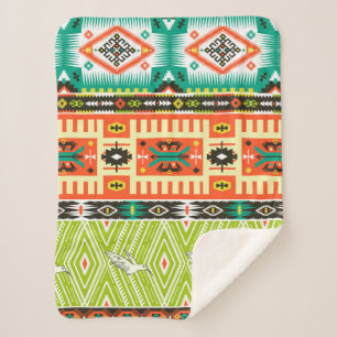 Couverture Sherpa Motif tribal transparent avec éléments géométrique