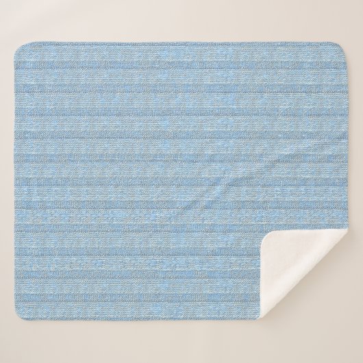 Couverture Sherpa Motif tricot rayé Jersey en bleu bébé (Devant (Horizontal))