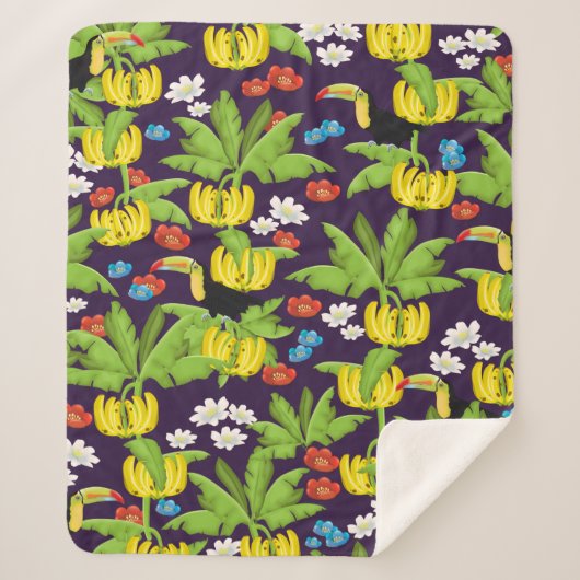 Couverture Sherpa Motif tropical (Devant)