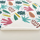 Couverture Sherpa motif tropical avec feuilles colorés (3/4)