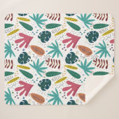 Couverture Sherpa motif tropical avec feuilles colorés (Devant (Horizontal))