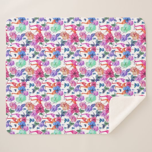 Couverture Sherpa Motif tropical d'aquarelle (Devant (Horizontal))