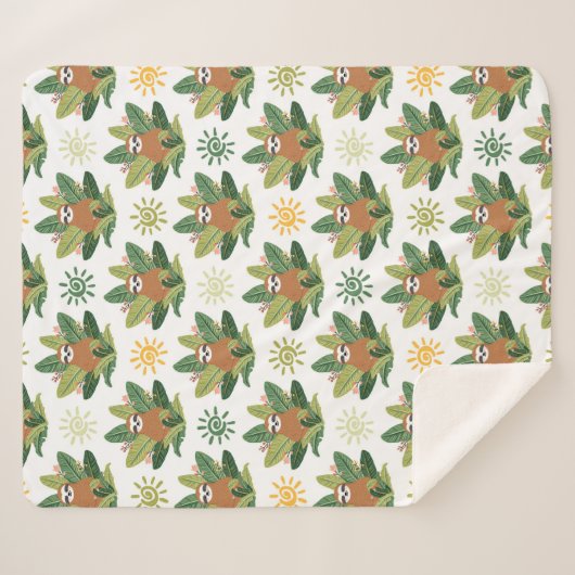 Couverture Sherpa Motif tropical de paresse (Devant (Horizontal))