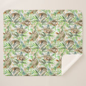 Couverture Sherpa Motif tropical de paresse d'aquarelle (Devant (Horizontal))