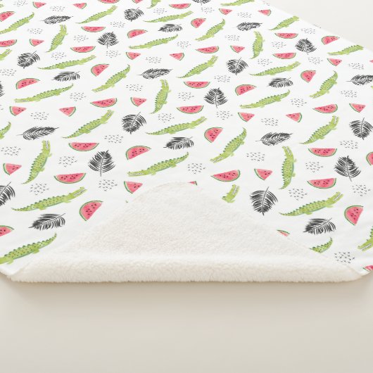 Couverture Sherpa Motif tropical de pastèque et de crocodile (3/4)