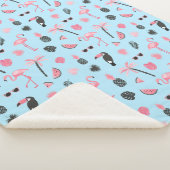 Couverture Sherpa Motif tropical d'été rose et bleu (3/4)