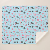 Couverture Sherpa Motif tropical d'été rose et bleu (Devant (Horizontal))