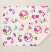 Couverture Sherpa Motif tropical, Flamants roses, pastèques, Fleurs (Devant (Horizontal))