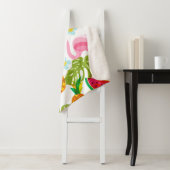 Couverture Sherpa Motif tropical sans couture avec flamant rose, pal (En situation)
