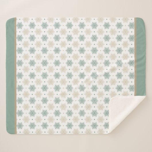 Couverture Sherpa Motif turquoise Gold Snowflake (Devant (Horizontal))