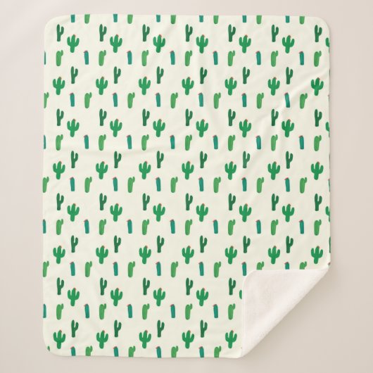 Couverture Sherpa Motif vert clair de cactus (Devant)