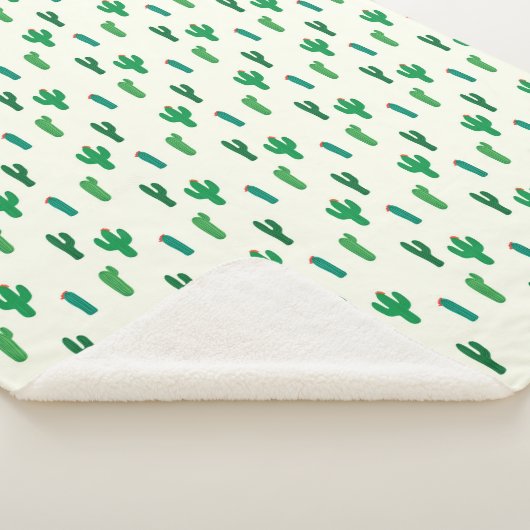 Couverture Sherpa Motif vert clair de cactus (3/4)