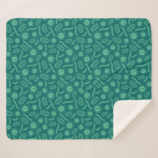 Couverture Sherpa Motif vert de microbes (Devant (Horizontal))