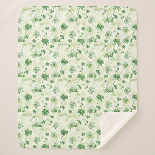 Couverture Sherpa Motif vert de palmier (Devant)