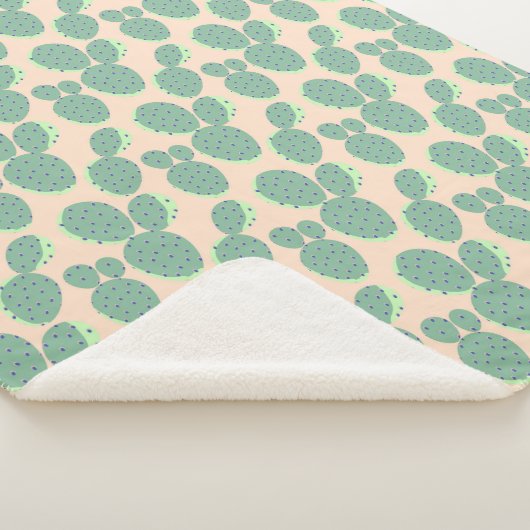 Couverture Sherpa Motif vert et rose de cactus (3/4)