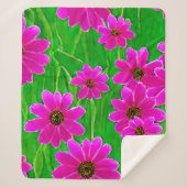 Couverture Sherpa Motif vert et rose vif (Devant)