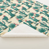 Couverture Sherpa Motif vert et rouge de cactus (3/4)