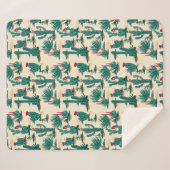 Couverture Sherpa Motif vert et rouge de cactus (Devant (Horizontal))
