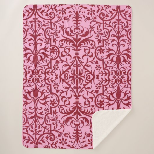Couverture Sherpa Motif victorien rose (Devant)