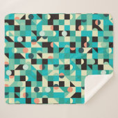 Couverture Sherpa motif vintage avec triangles et cercles. (Devant (Horizontal))