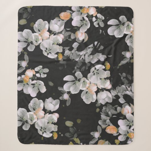 Couverture Sherpa Motif Vintage fleuri sans éclat (Devant)