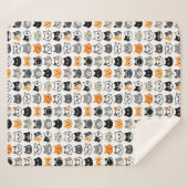 Couverture Sherpa Motif Visages de chat | Cool Kitty Cat Lover (Devant (Horizontal))