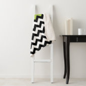 Couverture Sherpa Motif Zigzag noir et blanc, Chevron, Vert (En situation)