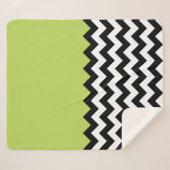 Couverture Sherpa Motif Zigzag noir et blanc, Chevron, Vert (Devant (Horizontal))