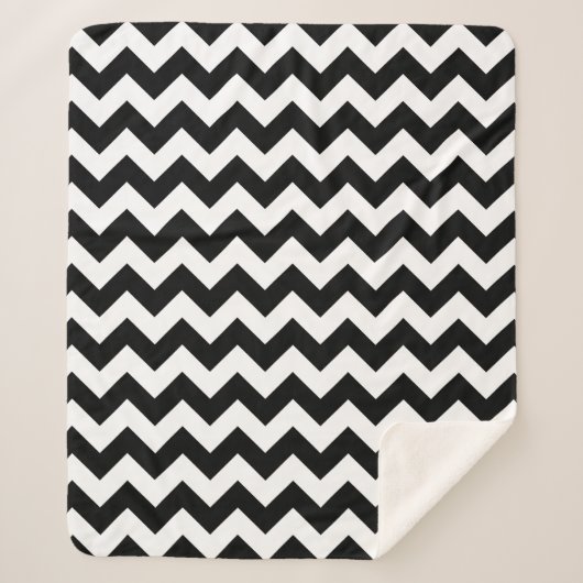 Couverture Sherpa Motif Zigzag noir et blanc, Motif Chevron (Devant)