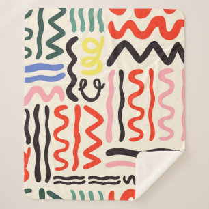 Couverture Sherpa Motif, zigzags, lignes et courbes