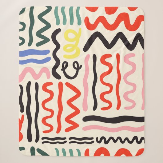Couverture Sherpa Motif, zigzags, lignes et courbes (Devant)