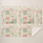 Couverture Sherpa Motifs de courtepointe floraux rose menthe occiden (Devant (Horizontal))