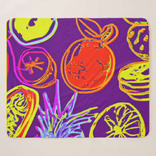 Couverture Sherpa Motifs de fruits tropicaux au néon
