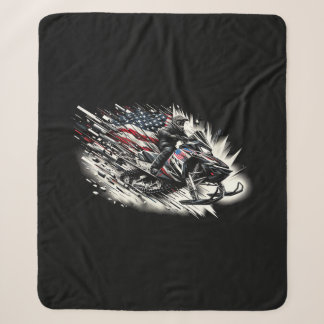 Couverture Sherpa Motoneige T Motoneige Drapeau de liberté Manches l