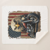 Couverture Sherpa Motorcycle USA Flag Retro Biker Chopper (Devant (Horizontal))