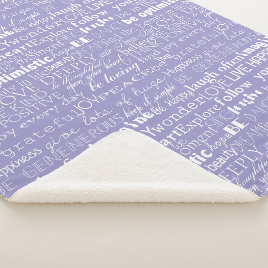 Couverture Sherpa Mots d'inspiration violets blancs Noël (3/4)