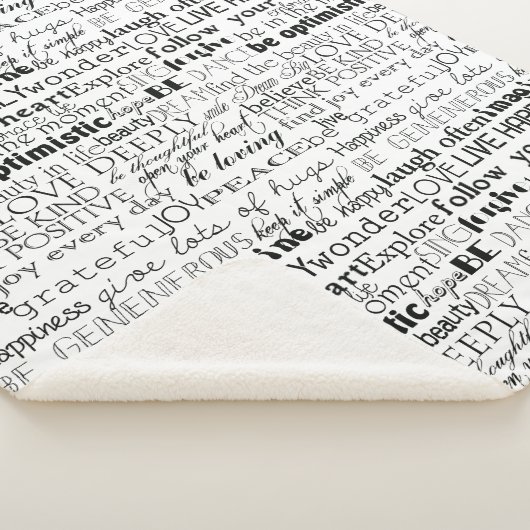 Couverture Sherpa Mots Inspirants Noir Blanc (3/4)