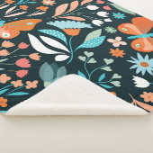 Couverture Sherpa Mouches florales et papillons, patte décorative sa (3/4)