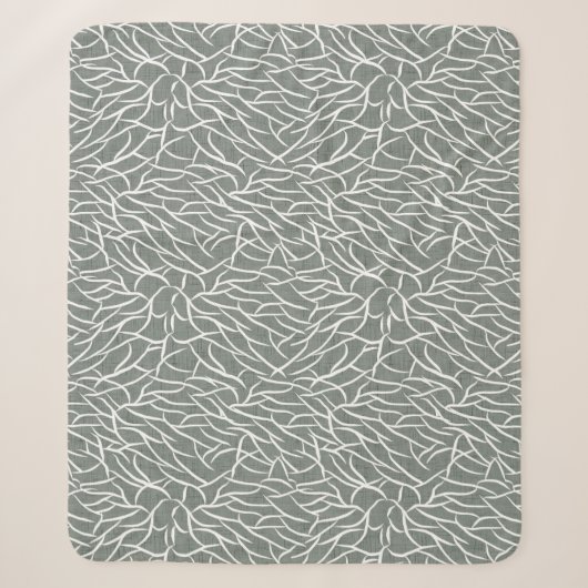 Couverture Sherpa Mousse de sauge verte boho branches de corail nues (Devant)