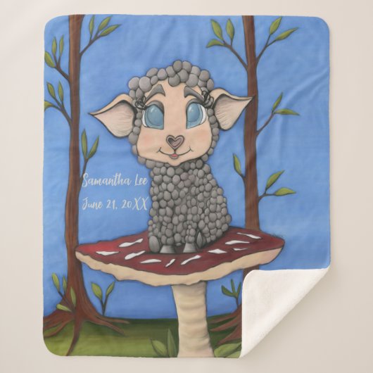 Couverture Sherpa Mouton bébé sur champignon (Devant)